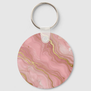 Chaveiro Mármore Dourado Rosa Luxo Abstrato