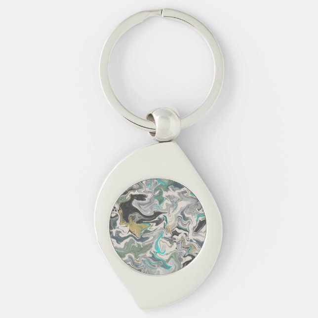 Chaveiro Marmorite de Pedra com Redemoinho de Veias Turques (Frente)
