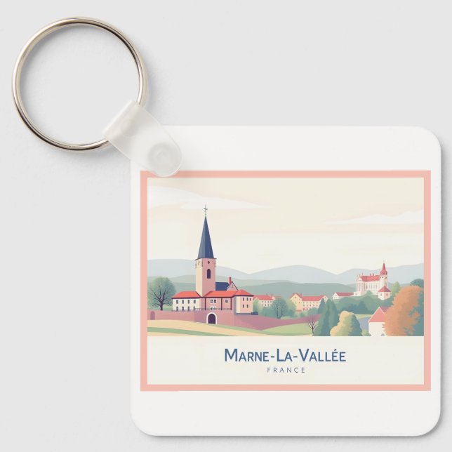 Chaveiro Marne-La-Vallée França Pastel Viagem (Frente)