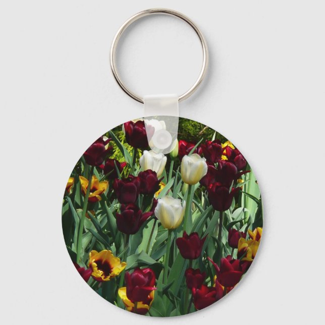 Chaveiro Maroon e Tulipas Amarelas Palidez Colorida (Frente)