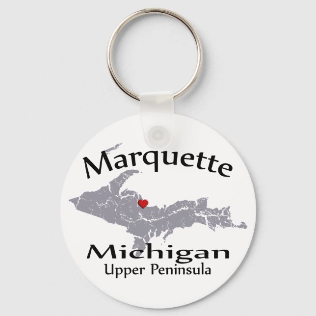 Chaveiro Marquette Michigan Heart Map Design (Frente)