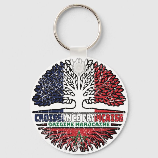 Chaveiro Marrocos, Marrocos, França, Árvore Rara Bandeira (Frente)