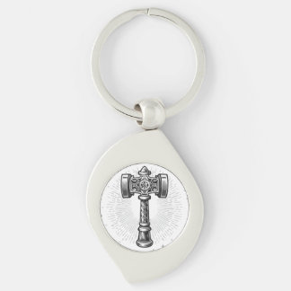 Chaveiro Martelo de Thor Mjolnir preto e branco
