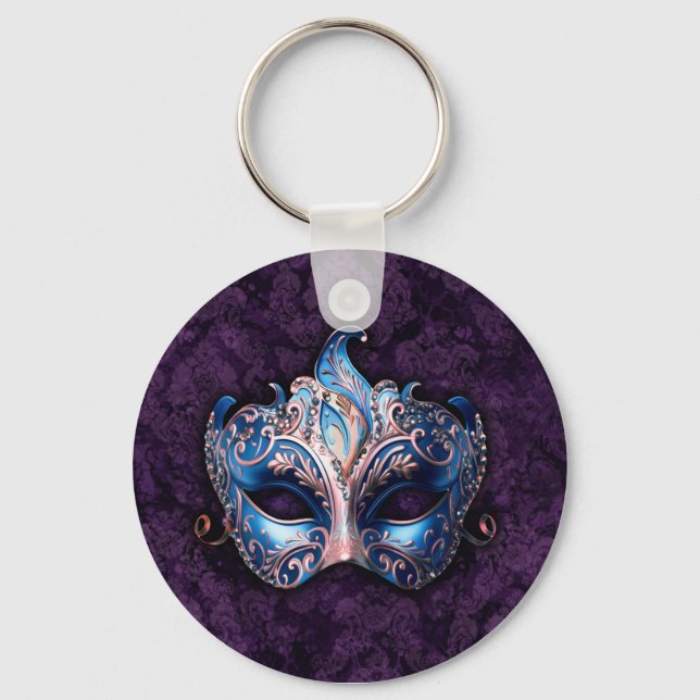 Chaveiro Máscara Azul Elegante de Mascarada (Frente)