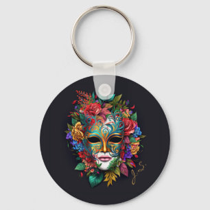Chaveiro Máscara de Carnaval Brasileira Floral