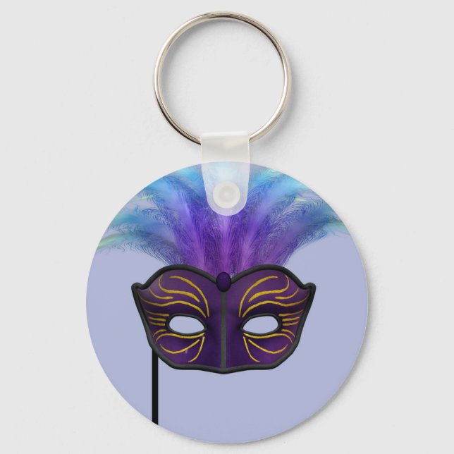 Chaveiro Máscara de Carnaval de Mascarada Roxa Arte de Fest (Frente)