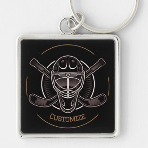 Chaveiro Máscara De Goalie Preta E Dourada