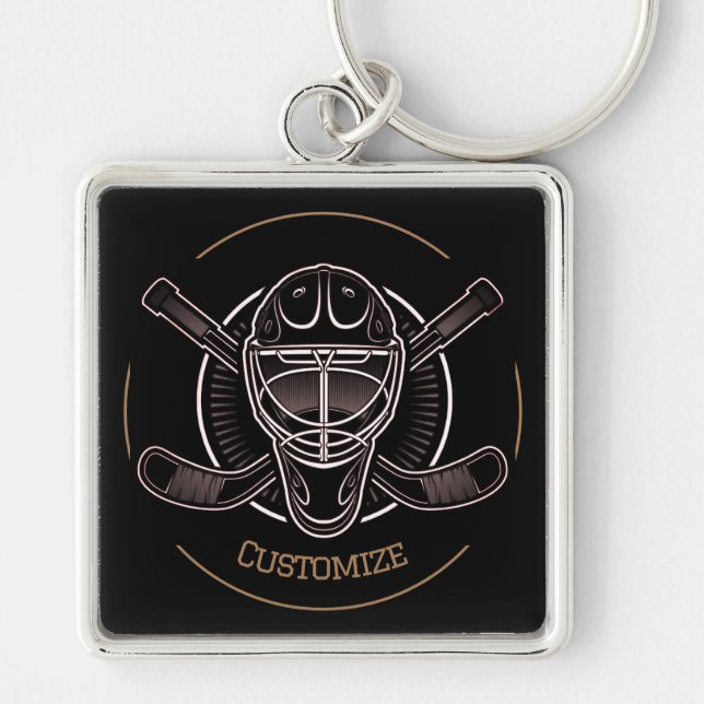 Chaveiro Máscara De Goalie Preta E Dourada (Frente)