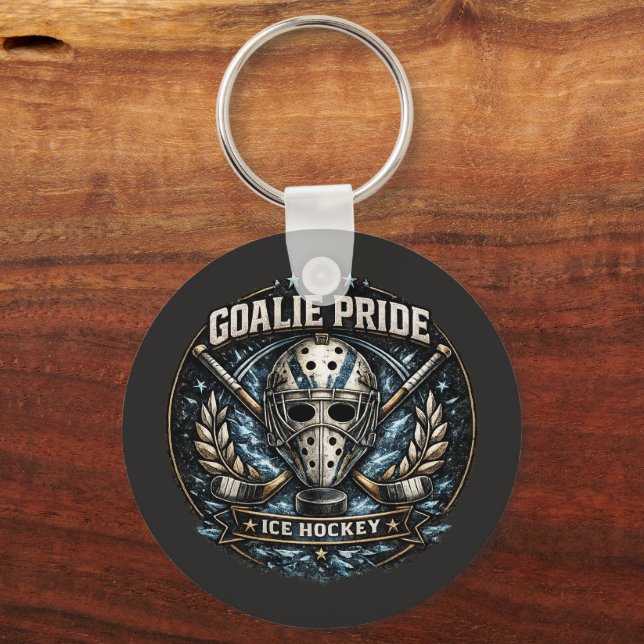 Chaveiro Máscara de Goleiro de Hóquei no Gelo Design de Dis (Frente)