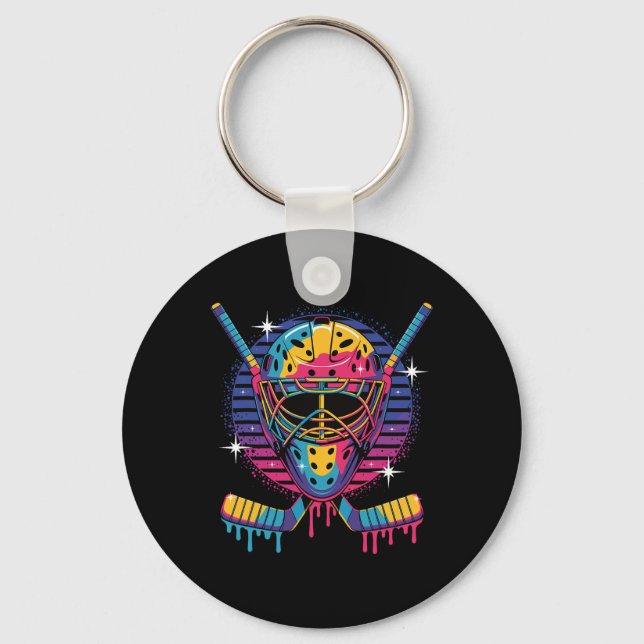 Chaveiro Máscara de Goleiro de Hóquei Pintura Pingando Vapo (Frente)
