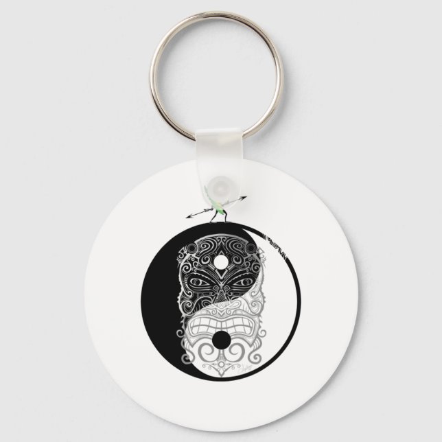 Chaveiro Máscara de guerreiro Tiki Yin Yang (Frente)