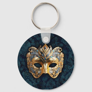 Chaveiro Máscara de Mascarada Ornamentada a Ouro e Prata