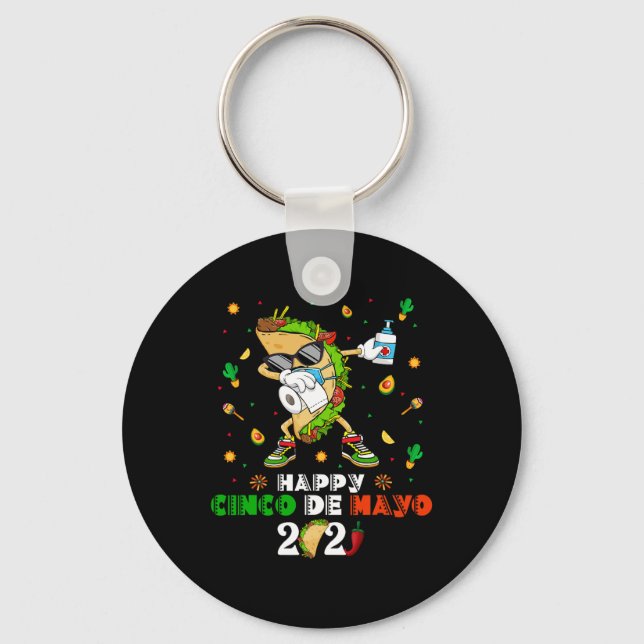 Chaveiro Máscara Facial Dabbing Taco Cinco De Mayo 2021 Qua (Frente)
