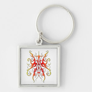 Chaveiro Máscara Tribal de Design Abstrato Chama Elegante