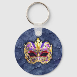 Chaveiro Máscara Veneziana Decorativa sobre Marinho Escuro 