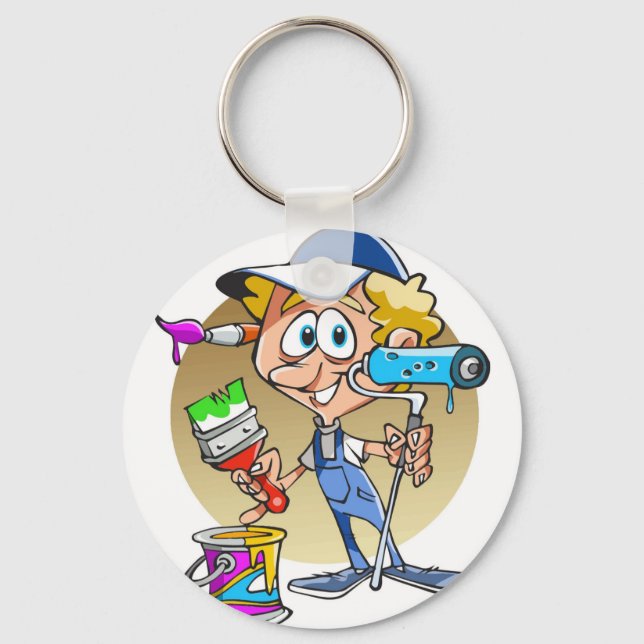 Chaveiro Mascote de desenho animado com decorador de pintur (Frente)