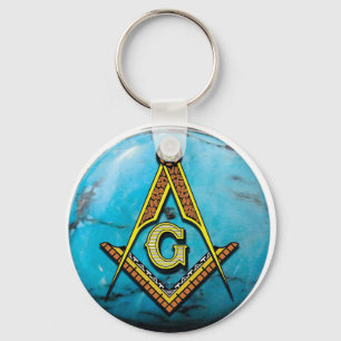 Chaveiro Masonic Square & Compass Turquoise