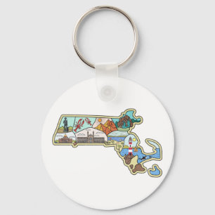 Chaveiro Massachusetts Map Boston Cape Cod Salem Souvenir