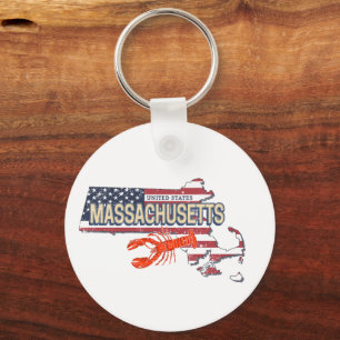 Chaveiro Massachusetts United States Retro Map Vintage EUA