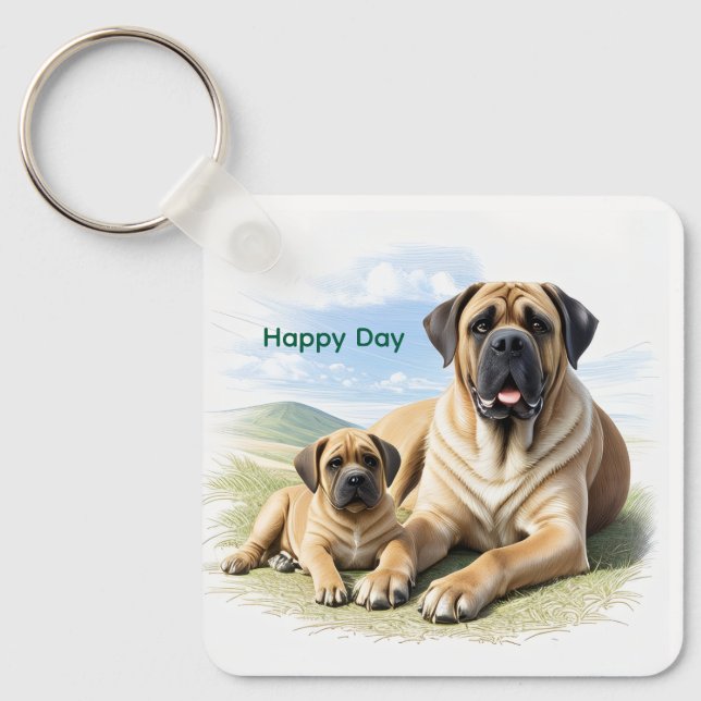 Chaveiro Mastiff englische Dogge mit Kind im Urlaub (Frente)