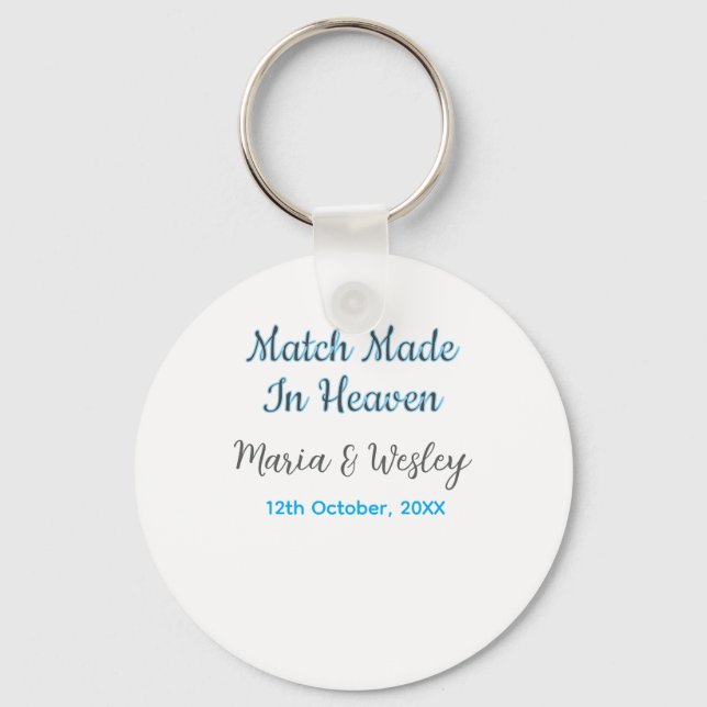 Chaveiro Match made in heaven blue black couple name date (Frente)