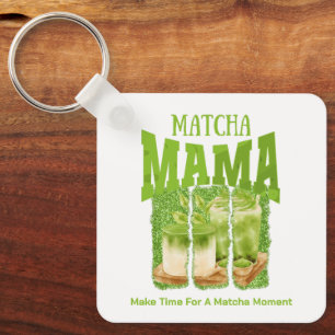 Chaveiro MATCHA MAMA Green Tea Glitter Mãe Gift Cafecore