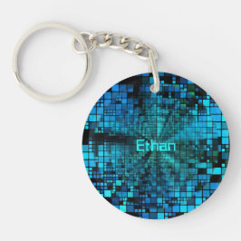 Chaveiro Matriz Azul de Pixel Personalizada