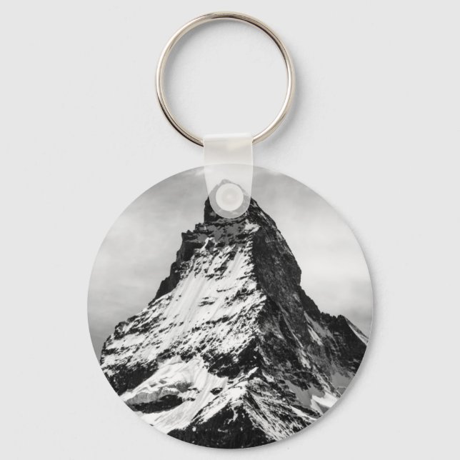 Chaveiro Matterhorn preto e branco da montanha alpina ínica (Frente)