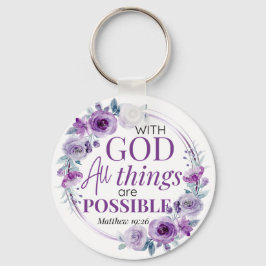 Chaveiro Matthew 19:26 Possible with God Purple Floral
