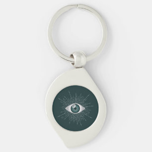 Chaveiro Mau Mística Verde de Prata e Teal - Olhos Nazar Ma