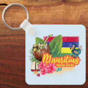 Chaveiro Maurícia Retro Oceano Índico Dodo e Flag Vintage