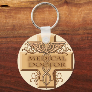 Chaveiro MD Doctor Caduceus custom name Keychain