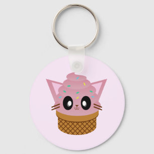 Chaveiro meau de gato-de-sorvete-gatinho-kawaii