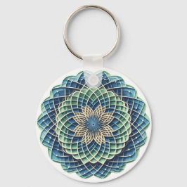 Chaveiro Medalhão Azul & Sage - Abstrato