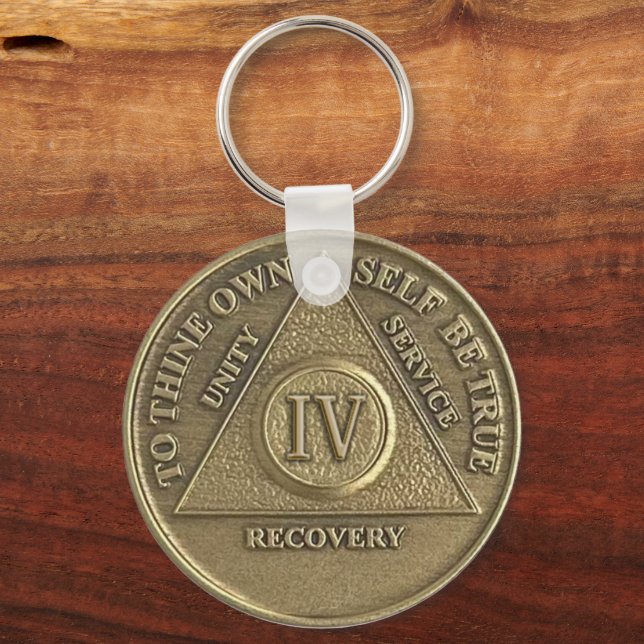 Chaveiro Medalhão de Sobriedade de 4 Anos com NOME PERSONAL (Frente)