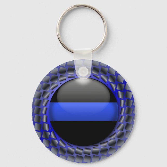 Chaveiro Medalhão Thin Blue Line (Frente)