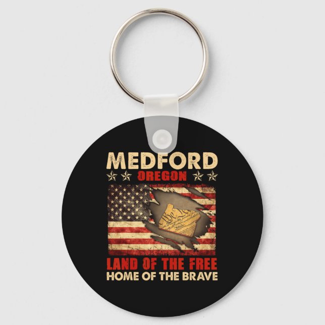 Chaveiro Medford Oregon Usa Flag 4 De Julho (Frente)