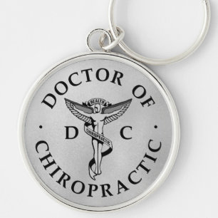 Chaveiro Médico do logotipo quiroprático em prata