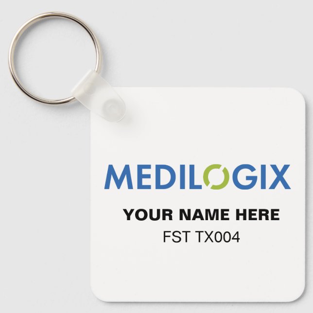 Chaveiro MEDILOGIX Keychain Square Add Text (Frente)