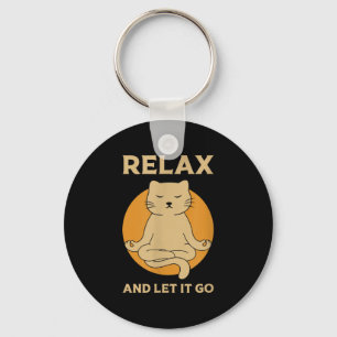 Chaveiro Meditação de Ioga Zen com Gráfico de Gatos Engraça