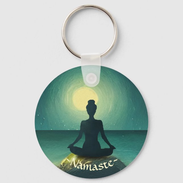 Chaveiro Meditação de Yoga - Noite de Estrelas de Lua Compl (Frente)