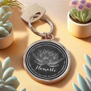 Chaveiro Meditação YOGA Instrutor Reiki Black White Lotus