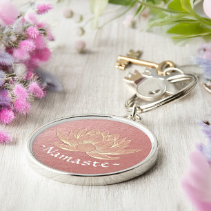 Chaveiro Meditação YOGA Studio Instrutor Dourado Lotus