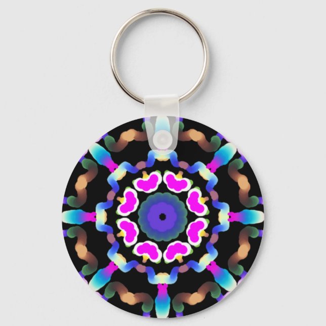 Chaveiro *~* Meditual Espiritual Neon Mandala (Frente)