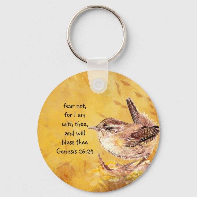 Chaveiro Medo Não Encorajar Pássaro Aquarela (Frente)
