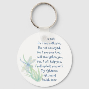 Chaveiro Medo Não, Isaiah Scripture Dragonfly Blue, Green 