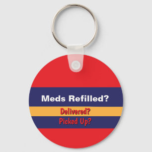 Chaveiro MEDS REABASTECIDOS? Entregue? Pegou? Vermelho Amar