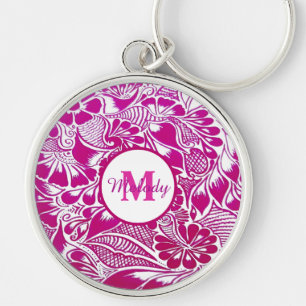 Chaveiro mehndi henna, floral rosa-elegante moderno