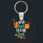 Chaveiro Meia Vez É Nossa Banda Engraçada De Marcha<br><div class="desc">Design de banda de marche engraçado para aqueles que tocam saxofone, trompete ou tambor numa banda, orquestra ou performance musical. Legal mercadoria retrógrada de músicos da banda para geek, nerd ou campo de bandas. Perfeito para a realização de ensaios de bandas e de bandas para jogos de futebol. presente de...</div>