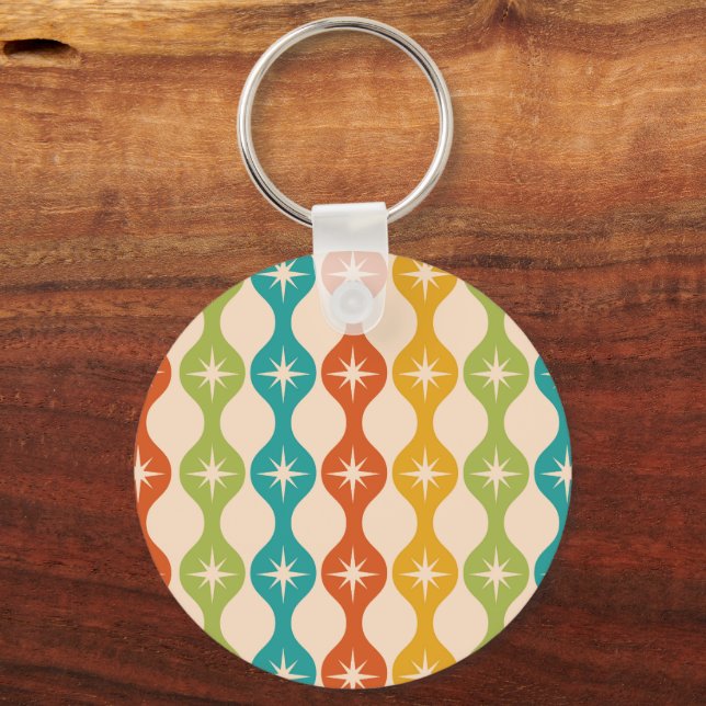 Chaveiro Meio século Retro Starbursts em um padrão de ogee (Frente)
